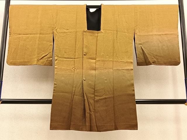 平和屋本店□極上 道行コート ロング丈 リバーシブル 縞 暈し染め 逸品 未