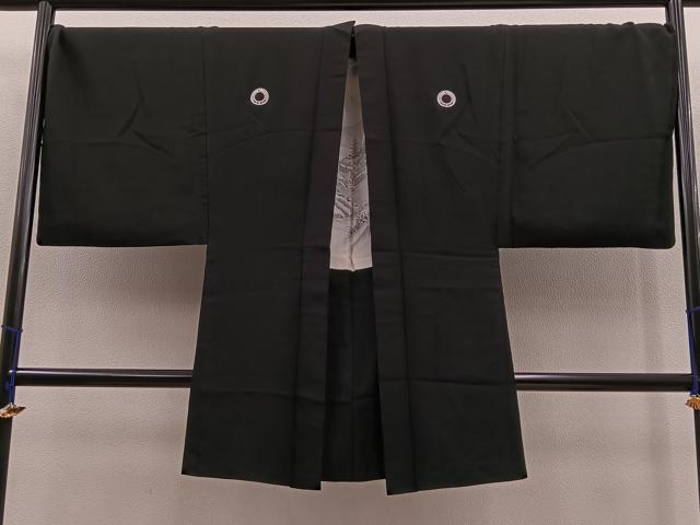 平和屋着物＃男性　長羽織　黒紋付　正絹　逸品　BAAT8998gt