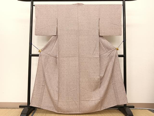 平和屋着物▽上質な小紋 単衣 入子菱文様 正絹 逸品 BAAT9040yc