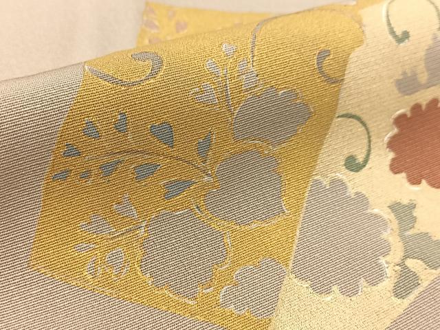 平和屋着物▽訪問着 単衣 刺繍 切嵌草花文 金彩 正絹 逸品