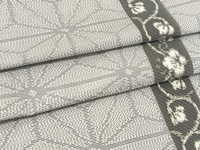 平和屋着物▽本場大島紬　単衣　麻の葉花唐草間道　正絹　逸品　BAAT9054yc