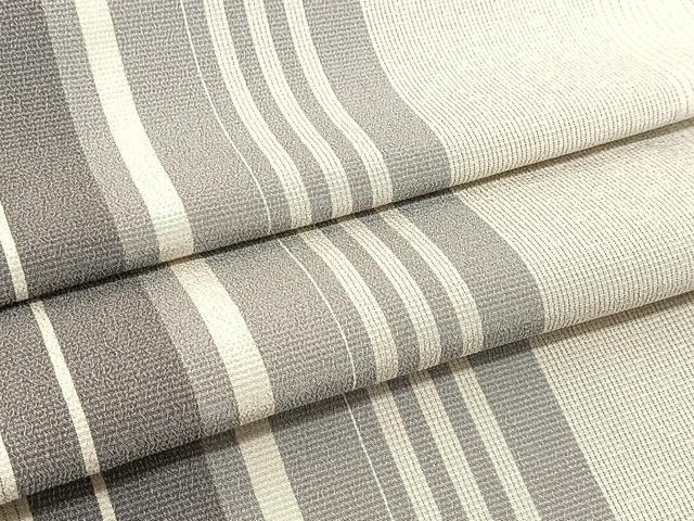 平和屋着物▽本塩沢　単衣　間道　正絹　逸品　BAAT9058yc