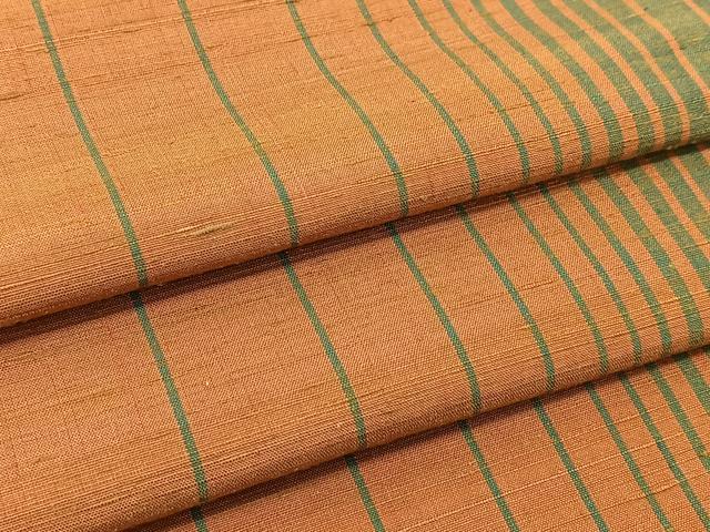 平和屋着物▽上質な紬　単衣　間道　正絹　逸品　BAAT9078yc