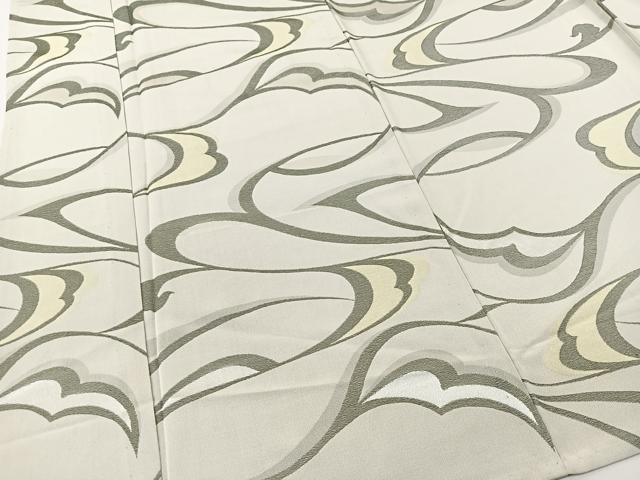 平和屋着物▽上質なお召　単衣　唐草文　正絹　逸品　BAAT9087yc