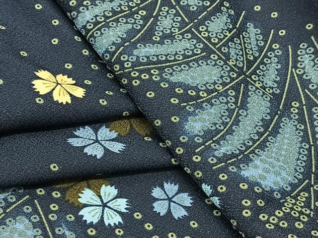 平和屋着物▽小紋　単衣　舞桜文　洗える着物　BAAT9096yc