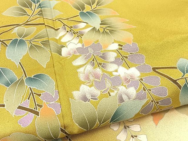 平和屋着物●訪問着　単衣　駒刺繍　藤花房　暈し染め　銀彩　正絹　逸品　BAAT9135yc 平和屋着物○訪問着 単衣 駒刺繍 藤花房 暈し染め 銀