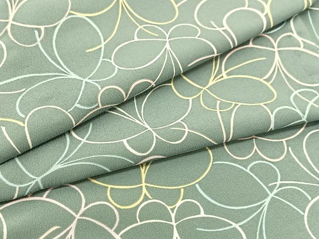 平和屋着物●小紋　単衣　舞蝶文　洗える着物　BAAT9136yc