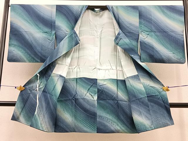 平和屋着物＃道行コート ロング丈 作家物 流線文 暈し染め 正絹