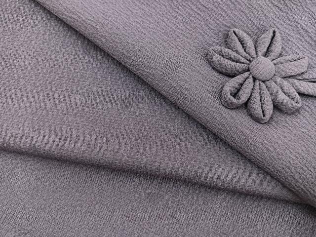 平和屋着物＃道中着　ロング丈　色無地　舞桜地紋　源氏鼠色　正絹　逸品　未使用　BAAU0001gt