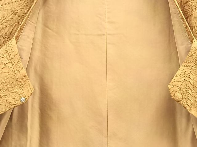 平和屋着物＃道行コート ロング丈 ふくれ織 草花文 正絹 逸品