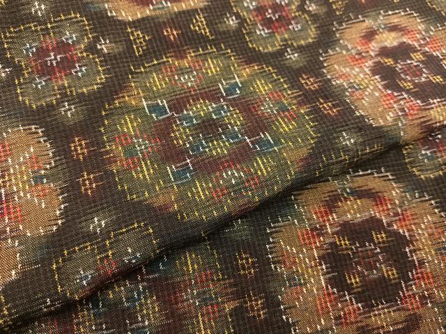 平和屋着物＃道中着 ロング丈 紬地 花尽くし 正絹 逸品 BAAU0058gt 羽織