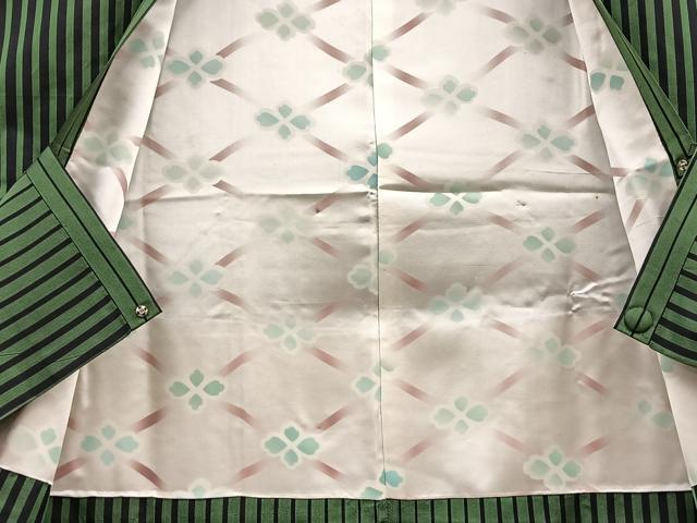 平和屋着物＃道行コート 本場縞大島紬 ロング丈 縞 正絹 逸品 BAAU0065gt