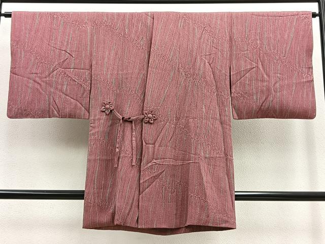 平和屋着物＃道中着　ロング丈　杢目絞り　変わり縞　健勝苑扱い　正絹　逸品　BAAU0067gt