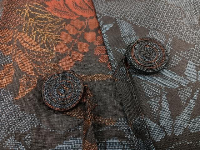 平和屋着物＃道中着 本場大島紬 単衣 ロング丈 9マルキ 雲取り桐