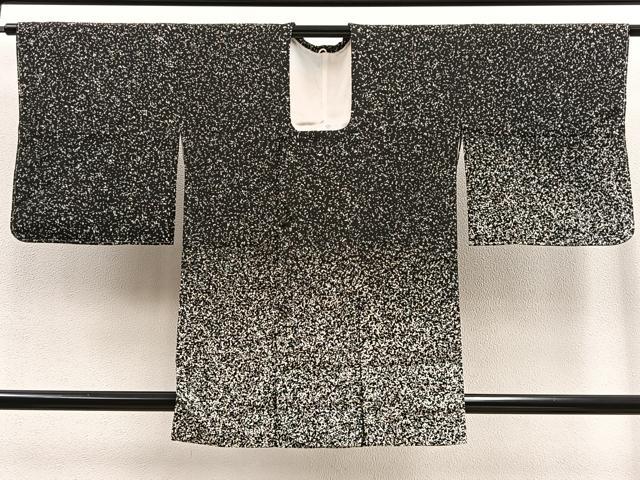 平和屋着物＃道行コート　作家・坂井洋　たたき染め　黒地　反端付き　正絹　逸品　未使用　BAAU0072gt