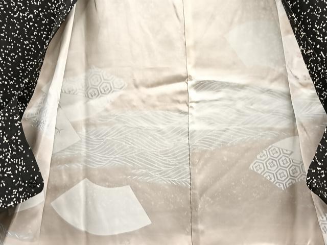 平和屋着物＃道行コート 作家・坂井洋 たたき染め 黒地 反端付き 正絹 逸品