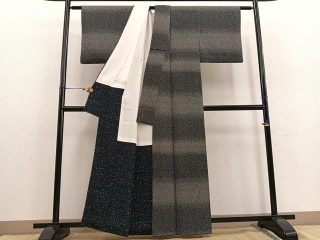 平和屋着物○上質な小紋 舞桜文 黒地 正絹 逸品 BAAU0177gt