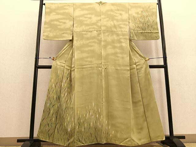 平和屋着物●訪問着　麦穂　たたき染め　正絹　逸品　BAAU0180gt