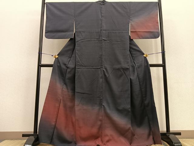 平和屋着物●訪問着　紬地　暈し染め　正絹　逸品　BAAU0197gt