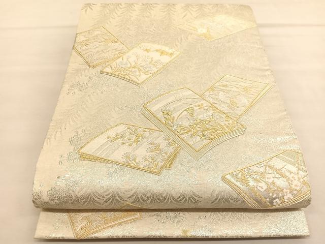 平和屋着物●西陣の名門　加納幸謹製　六通柄袋帯　唐織　冊子春秋花文　華霜箔　正絹　逸品　BAAU1494hv