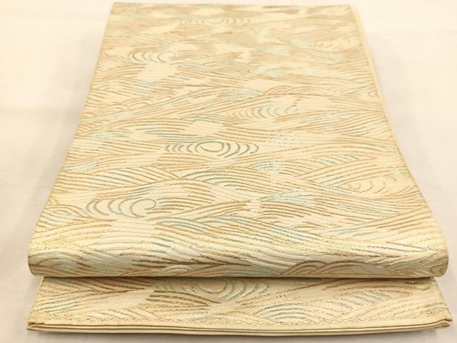 平和屋着物◎六通柄袋帯 唐織 立波文 金糸 正絹 逸品 BAAU2856ycの通販