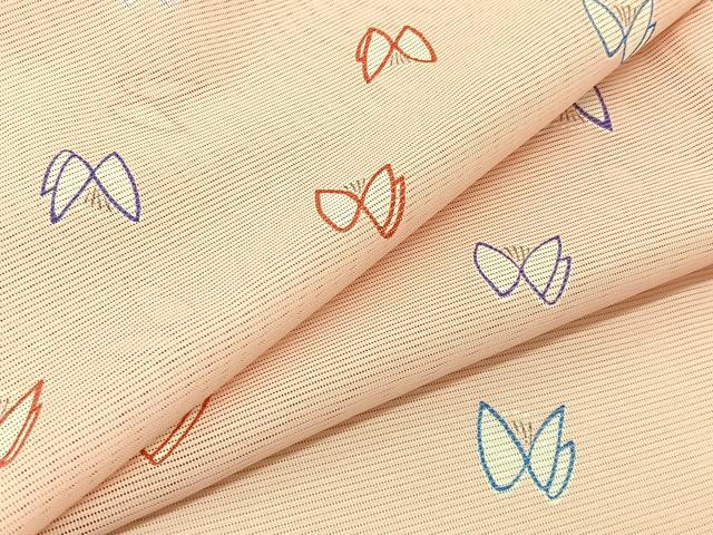 平和屋着物＊夏物　小紋　絽　舞蝶文　洗える着物　BAAU3431hj