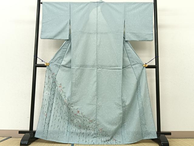 平和屋着物＊夏物　訪問着　絽　枝垂れ桜文　洗える着物　BAAU3461hj