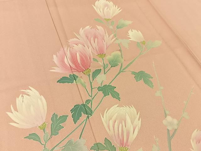 平和屋着物▽訪問着　単衣　刺繍　枝花文　正絹　逸品　BAAU3498hj 平和屋着物▽訪問着 単衣 刺繍 枝花文 正絹 逸品 BAAU3498hj