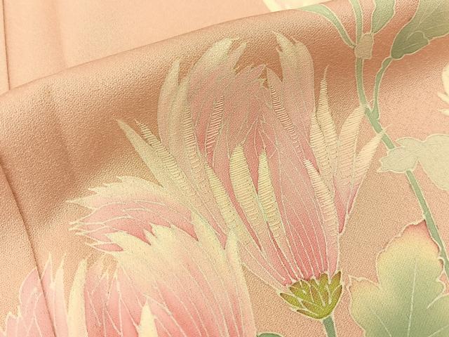 平和屋着物▽訪問着 単衣 刺繍 枝花文 正絹 逸品 BAAU3498hj