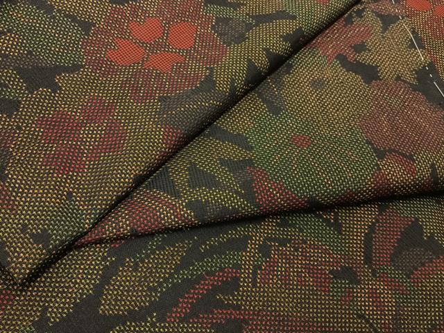 平和屋着物●本場大島紬　7マルキ　草花文　正絹　逸品　未使用　BAAU3561hj