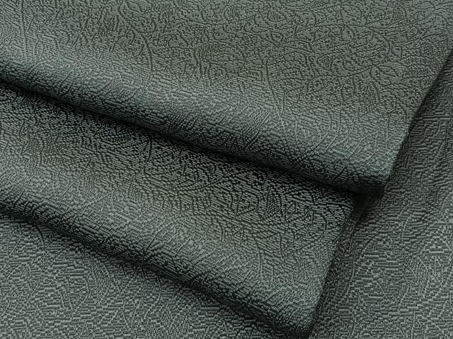 平和屋着物●上質な色無地　草葉地紋　錆鉄御納戸色　　正絹　逸品　BAAU3598hj