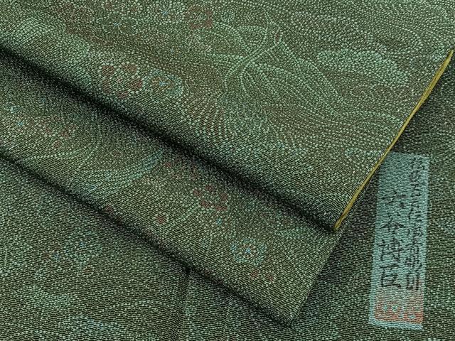 平和屋着物●人間国宝　初代六谷梅軒の息子　二代目　六谷梅軒(六谷博臣)江戸小紋 松竹梅花鳥文 鬼しぼ縮緬 証紙付き 正絹 逸品 BAAU3695hj