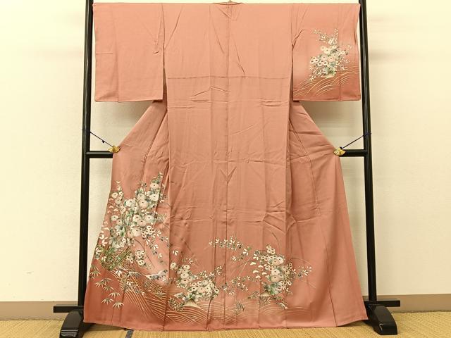 正絹訪問着　ベイズリー　暈し染め　黒地 正絹訪問着 ベイズリー 暈し染め 黒地