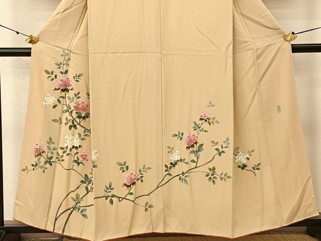 平和屋着物■極上　織の紋意匠　池川禎亮　訪問着　地紋起こし　手描き　花唐草文　暈し染め　根岸色地　逸品　CYAA2766s5 平和屋着物□極上 織の紋意匠 池川禎亮 訪問着 地紋起こし