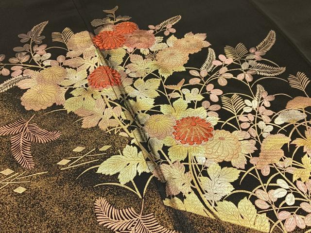 平和屋着物□豪華黒留袖 刺繍 鳳凰秋草文 金銀彩 正絹 逸品