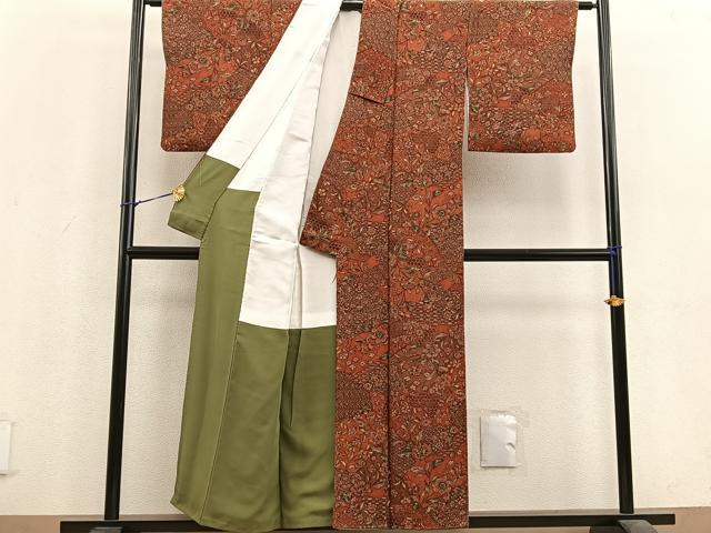 平和屋着物○上質な小紋 更紗草花文 正絹 逸品 未使用 AAAY6338ph