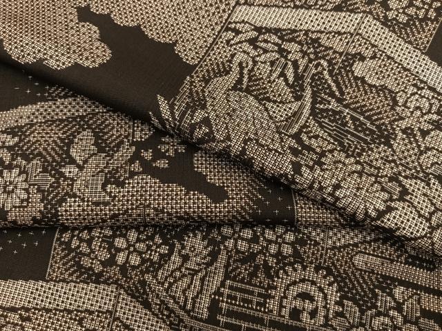 平和屋着物●本場大島紬　割り込み絣　花鳥屏風文　正絹　逸品　BAAU4615gt