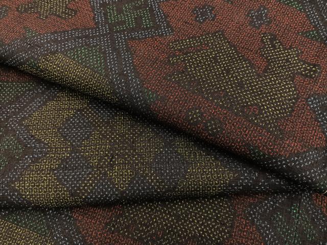 平和屋着物●本場結城紬　重要無形文化財　100亀甲　有栖川文様　正絹　逸品　未使用　BAAU4619gt