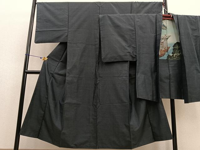 平和屋着物●男性　本場大島紬　アンサンブル　80亀甲　総詰め　正絹　逸品　BAAU4627gt