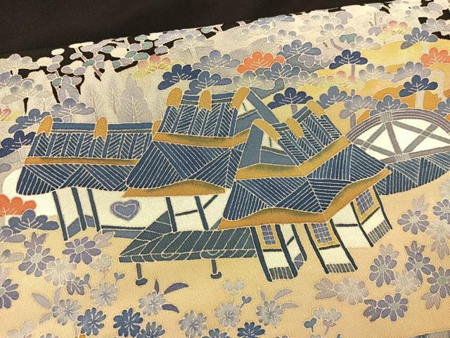 平和屋着物○本加賀友禅作家 百貫華峰 黒留袖 茶屋辻