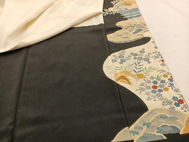平和屋着物○本加賀友禅作家 百貫華峰 黒留袖 茶屋辻