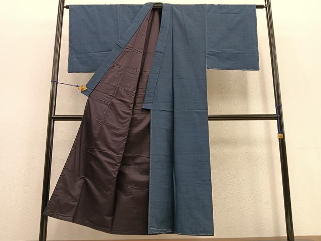 平和屋着物○男性 紬 髭紬羽織セット 霞文 羽裏：鷹 長 