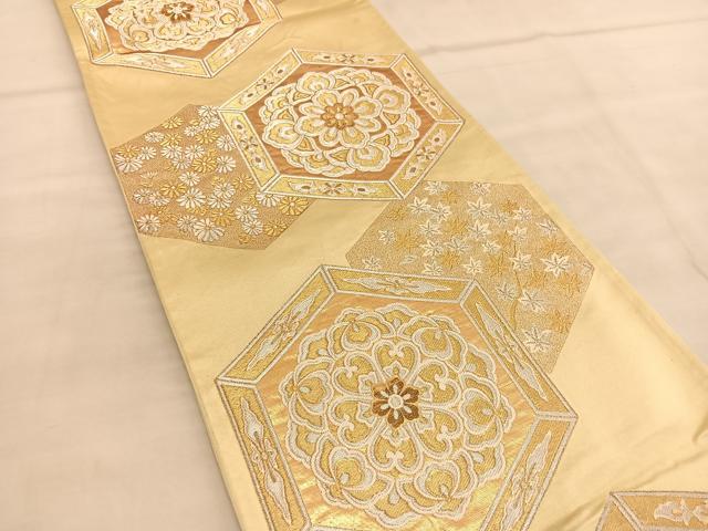 ☆ 袋帯 亀甲柄 花模様 金銀糸 金色 フォーマル O-4236 袋帯 亀甲柄 花模様 金銀糸 金色 フォーマル O-4236