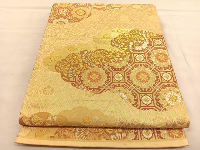 平和屋着物○六通柄袋帯 唐織 蜀江花文 金糸 正絹 逸品 DAAU5486ps