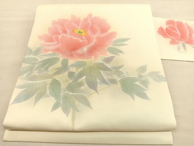 平和屋着物○塩瀬 九寸名古屋帯 よろけ縞 黒地 金彩 正絹 逸品 CAAY9618hy