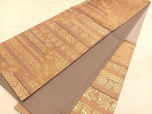 平和屋着物○六通柄袋帯 唐織 花兎 名物裂花文 金糸