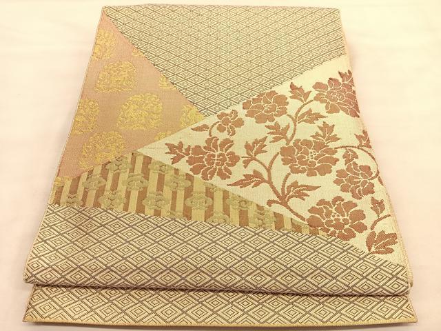 平和屋着物●佐賀錦　西陣　河村織物謹製　河村つづれ　太鼓柄袋帯　花兎花唐草文　金糸　正絹　逸品　BAAU4967hv