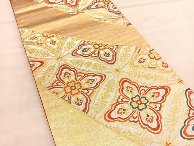 平和屋着物 六通柄袋帯 七宝流水華文 金糸 引箔 正絹 逸品 AAAO4611yx