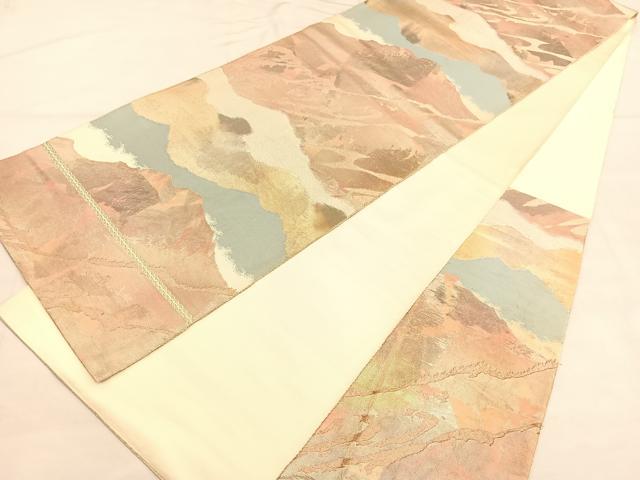 平和屋着物＊夏物 六通柄袋帯 遠山文 金銀糸 正絹 逸品 CAAW9047oy