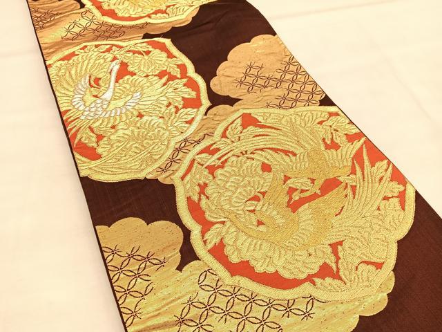 平和屋着物◎六通柄袋帯 鳳凰花文 金銀糸 正絹 逸品 BAAU5036hvの通販